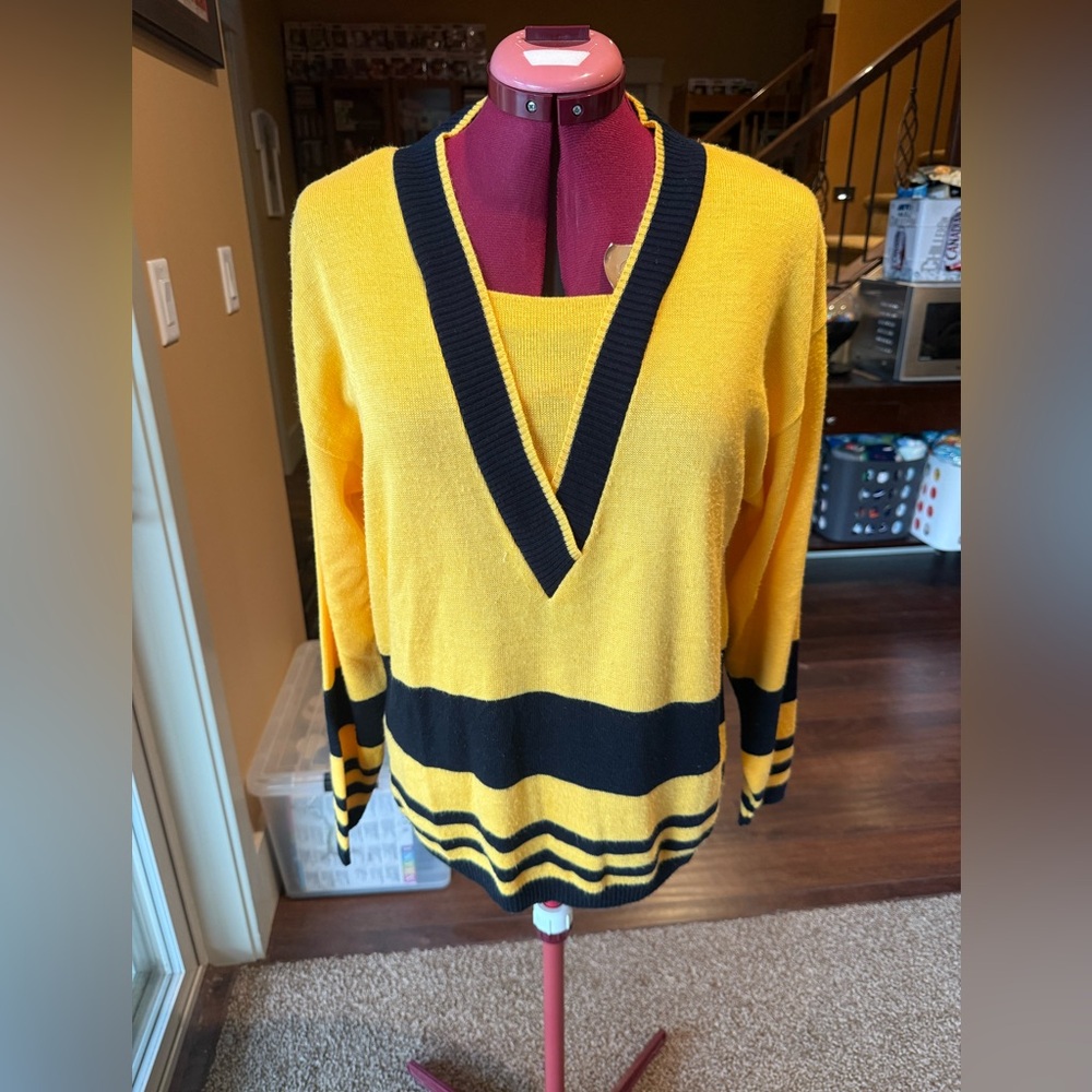 Black and Yellow Long Sleeve Sweater